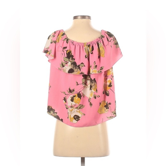 Aritzia Wilfred Promener Blouse Aurora Pink Birch Floral Off Shoulder Small - Picture 2 of 6